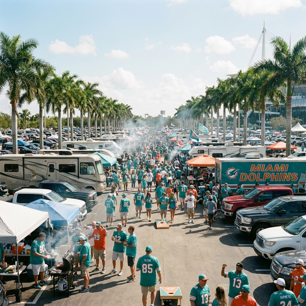 Dolphins Fans Tailgating at Hard Rock Stadium